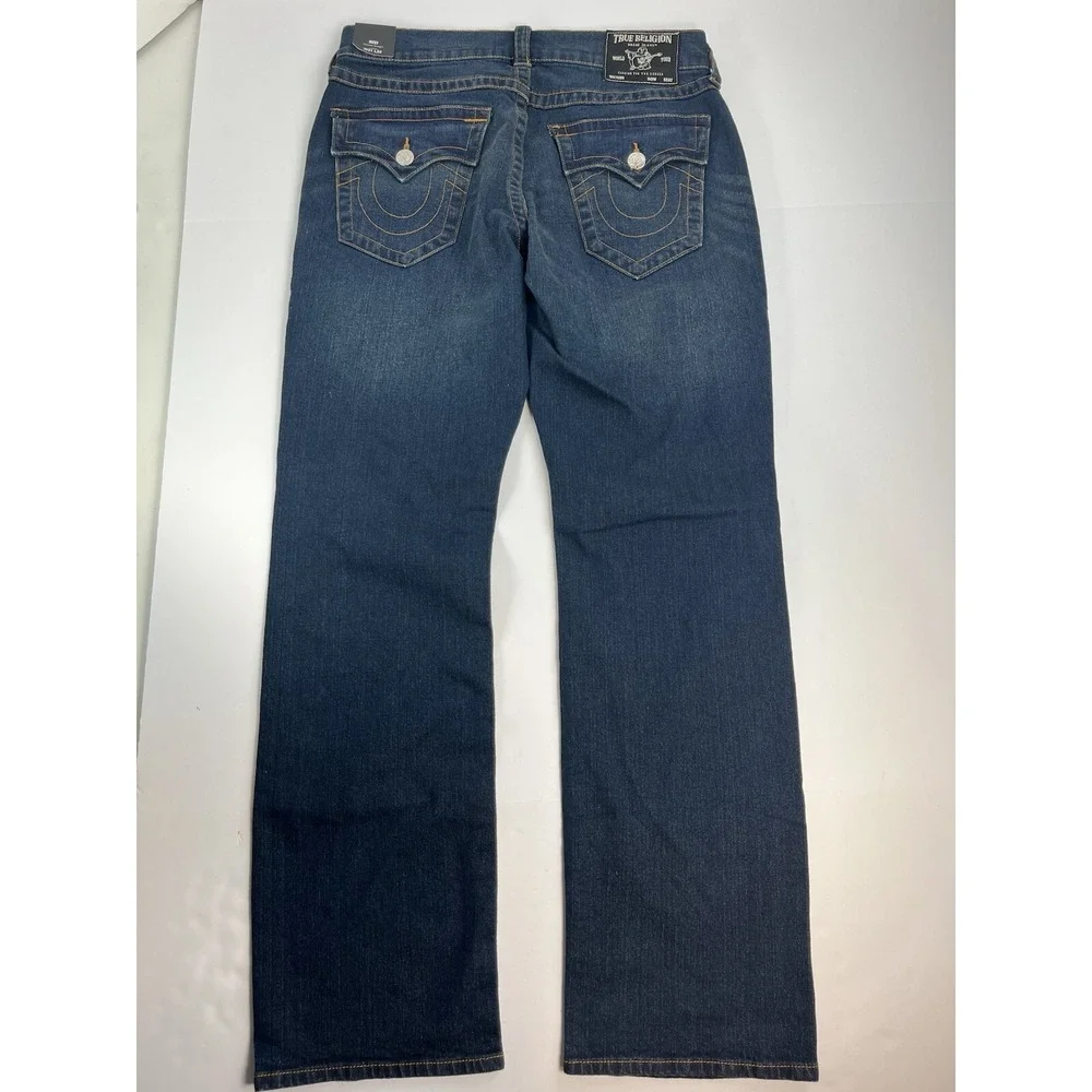 NEW True Religion Ricky Flap Relaxed Straight 103282 Jeans 31 X 32 Dark Wash